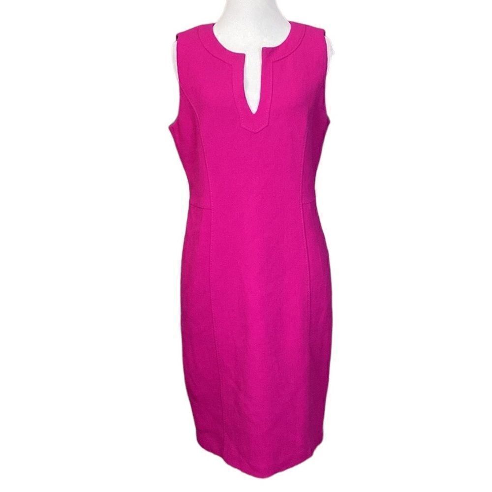 Strenesse Fuchsia Pink Virgin Wool Sleeveless Shift Dress Gabriele Strehle
